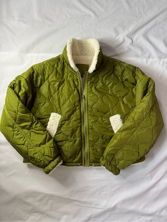 Blank NYC Jackets & Blazers - Blank NYC Olive Quilted Puffer Jacket with Sherpa Trim
